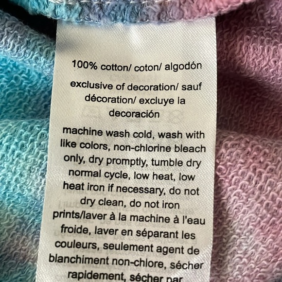 NEW Tommy Jeans Tie-Dye Cropped Sweatshirt Light Blue Pink Size L - Picture 7 of 8